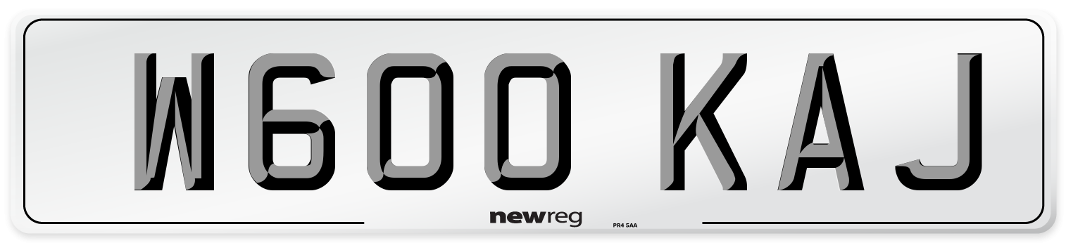 W600 KAJ Number Plate from New Reg